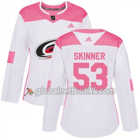 Carolina Hurricanes Hockeydrakt Jeff Skinner 53 2017-2018 Hvit Rosa Fashion Adidas Authentic - Dame